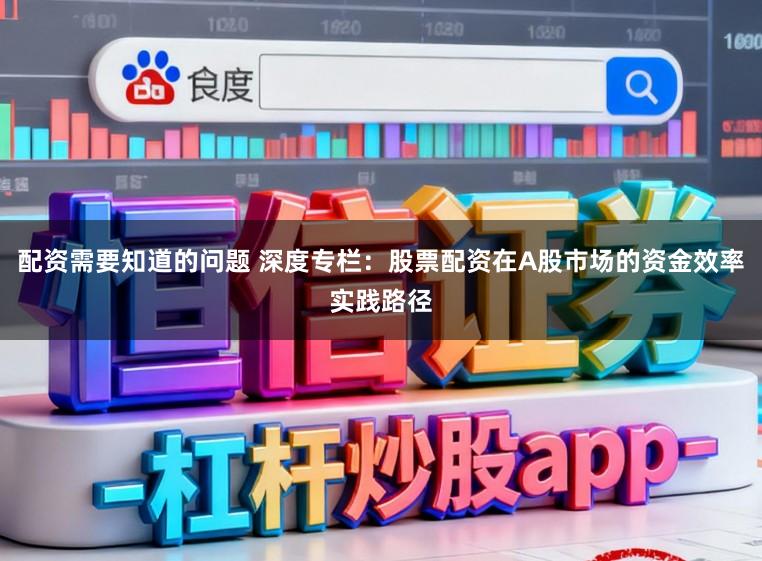 配资需要知道的问题 深度专栏：股票配资在A股市场的资金效率实践路径